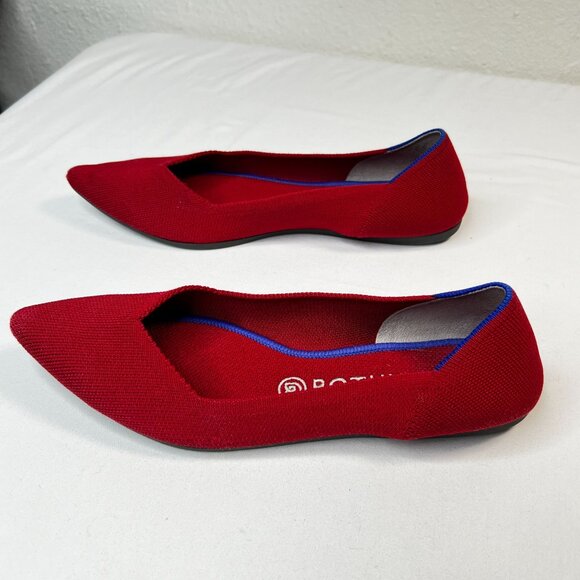 Rothys The Point Flats Ballet Slip On Woven Casual Shoe Red 10 Comfort Slip Ons - Picture 8 of 16